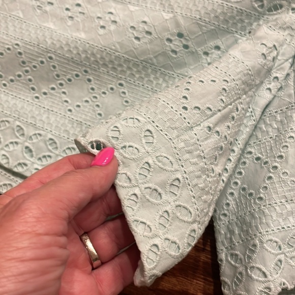 NWT ANNE TAYLOR LOFT The Riviera Shorts eyelet lace mint green size 4 - Picture 2 of 11